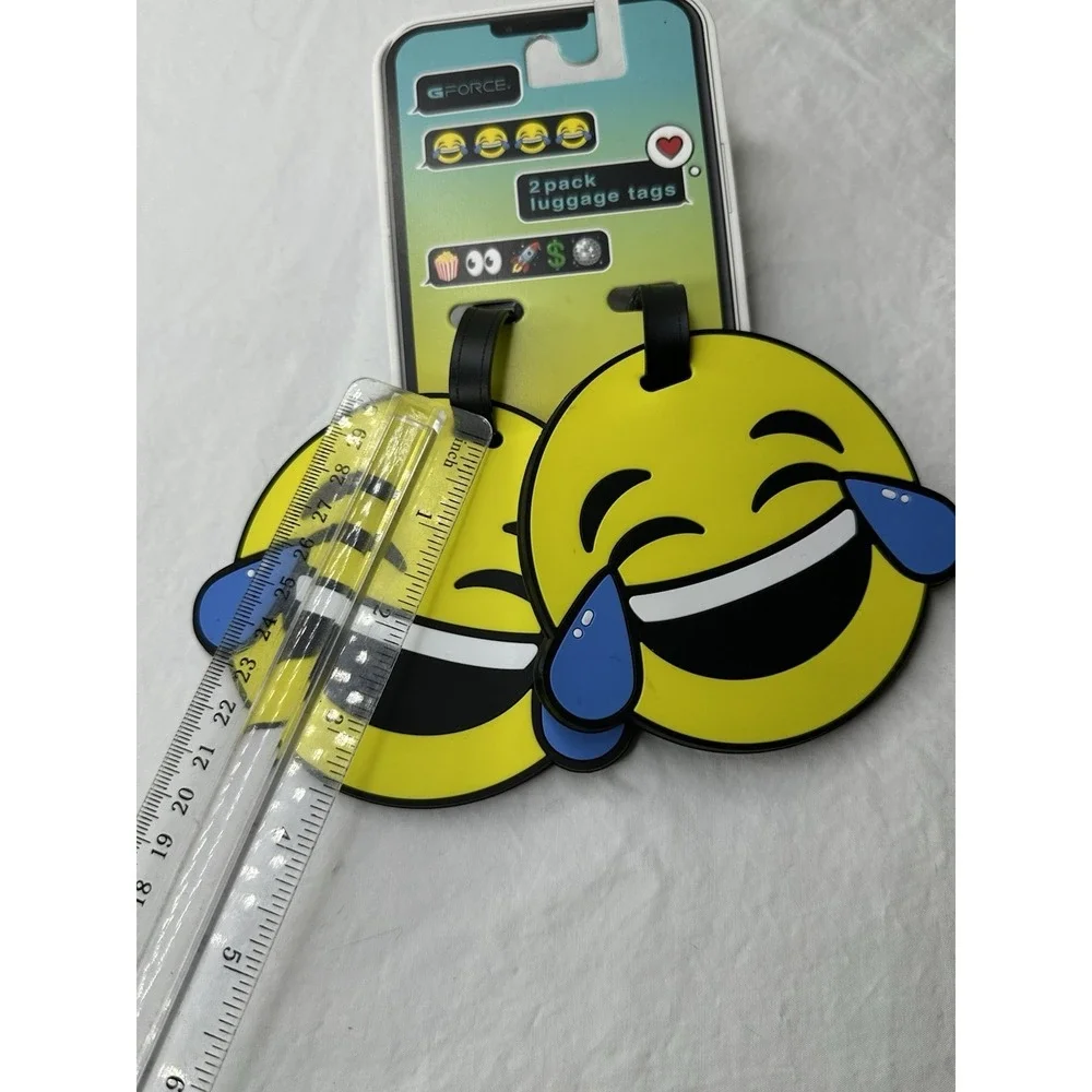 New Luggage Tags Face with Tears of Joy Emoji Set of 2 Rubber
